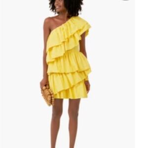 Tuckernuck Yellow One-Shoulder Layered Dress